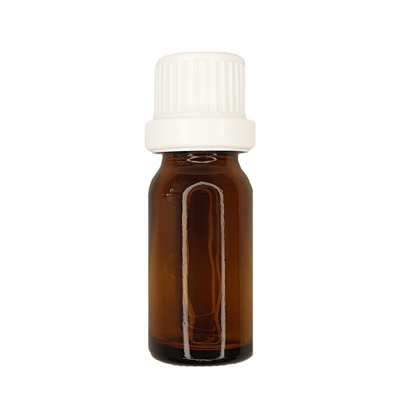 Bouteille en verre brun d'huile essentielle d'aromathérapie